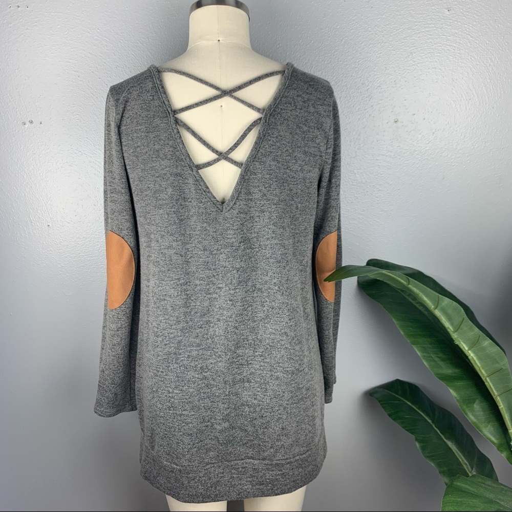 Fashion Nova Long Shirt Dress with Elbow Patches